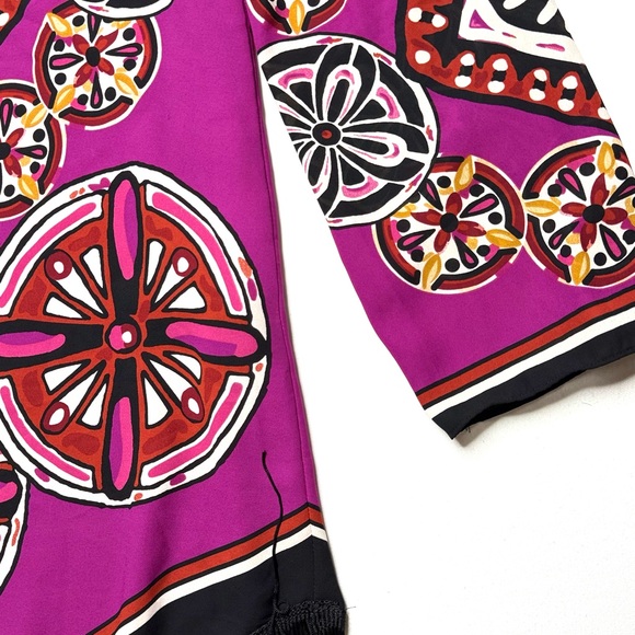 Anthropologie Chelsea & Violet Purple and Multicolor Tunic Dress w/ Fringe Sz M - Picture 4 of 8